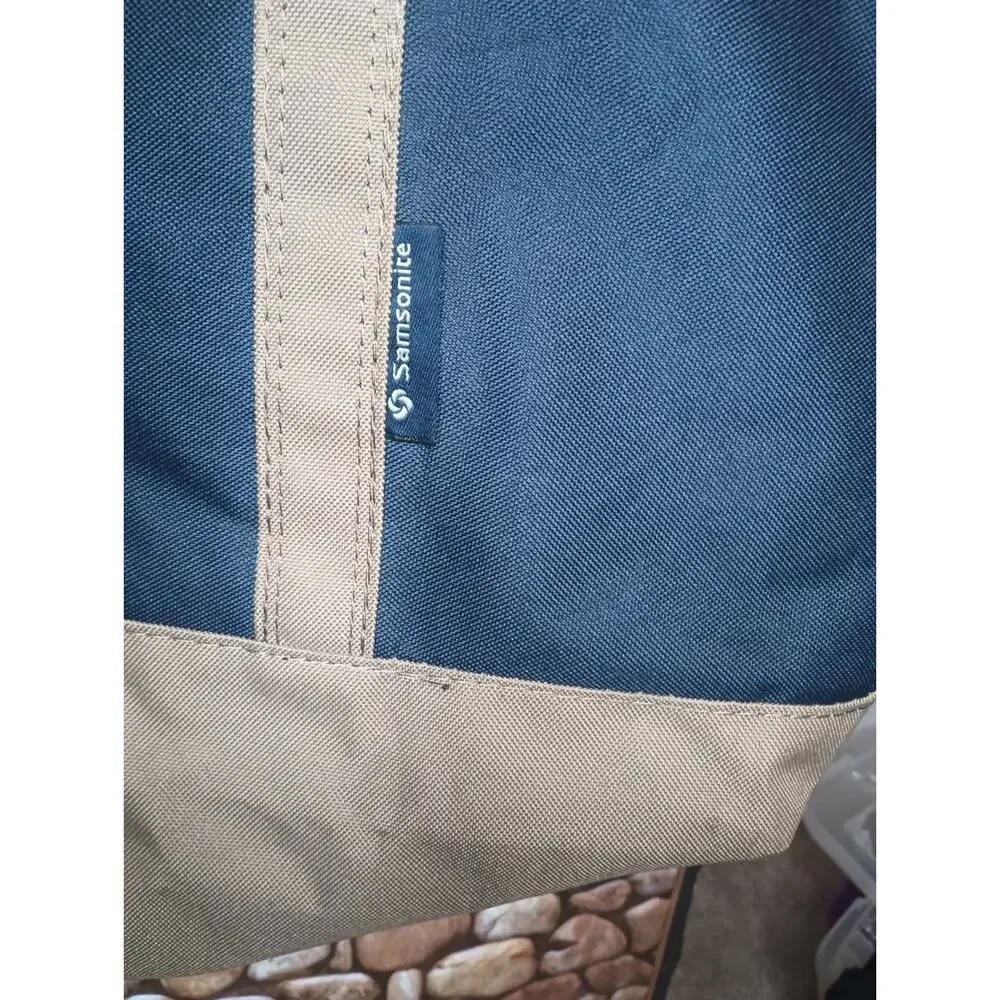 Samsonite Canvas Yacht Travel Tote Bag Weekender Foldable Beige Navy Large 24